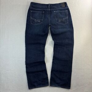Helix Slim Boot Jeans Men 36x32 Blue Faded Whiskered Bootcut Embroidered Western